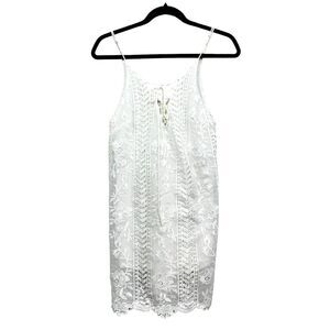 ASTR The Label Womens Lace Dress Tie V Neck Lined Adjustable Straps White Sz XS*